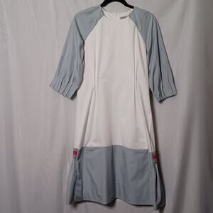 MARA MARGO Women's White/Lt Blue Midi Dress. Size 8 (38)